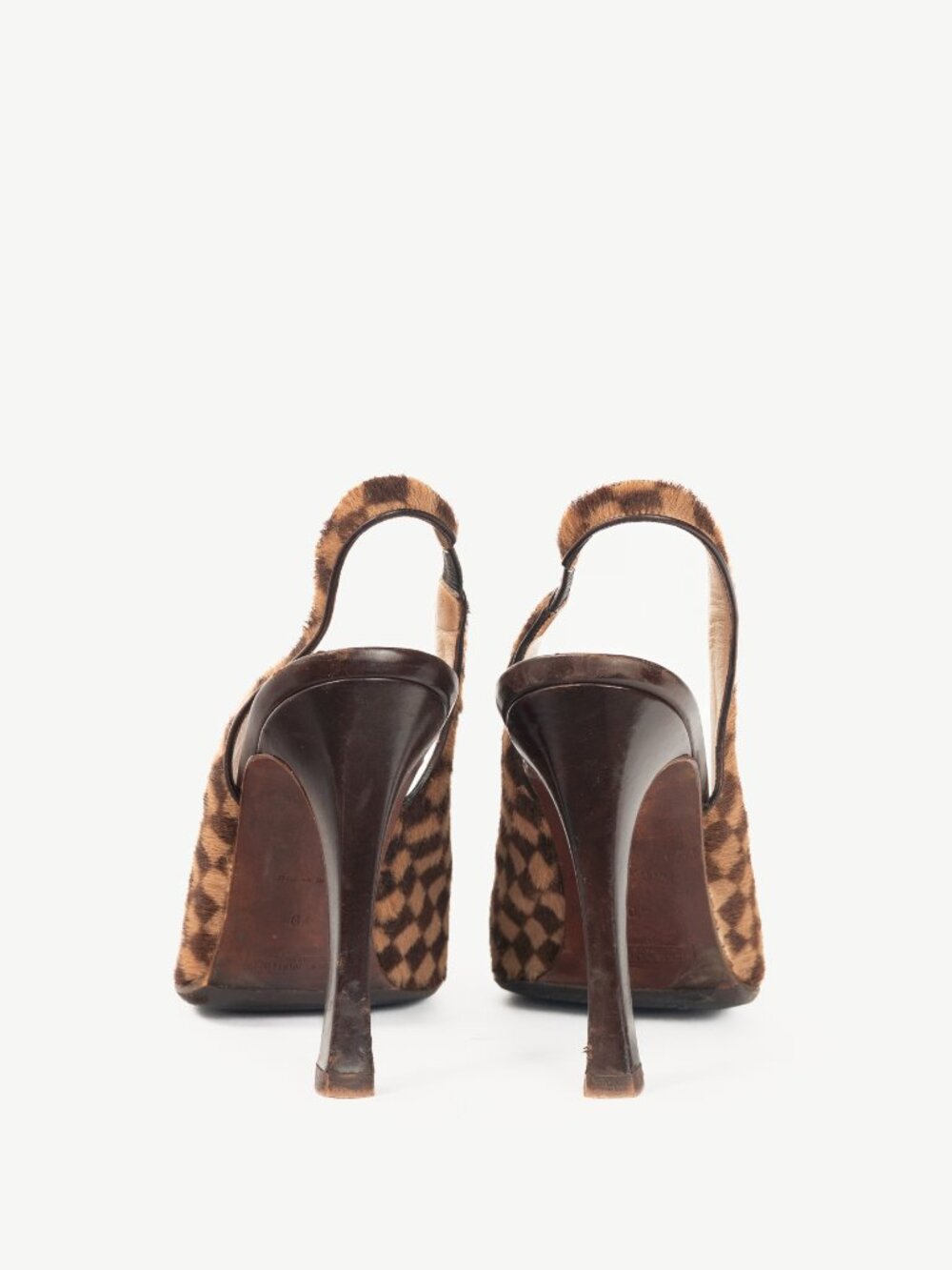 Louis Vuitton Vintage Damier Ebene Calf-Hair Slingback Pumps - Picture 3 of 11
